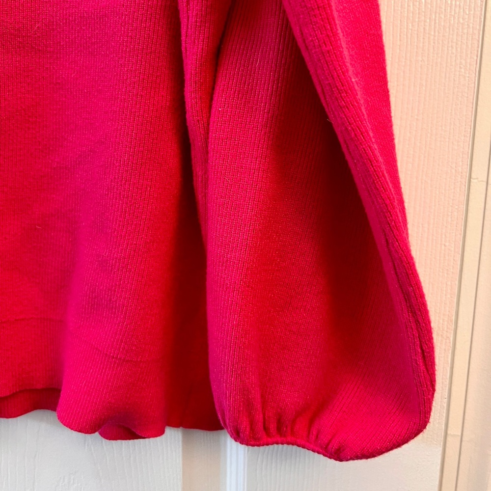 Hot Pink V-Neck Women's Sweater, Women’s Size XL - Picture 2 of 4